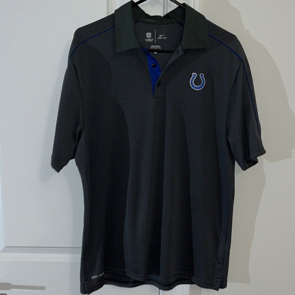 Nike Dri Fit Mens On Field Indianapolis Colts Gray NFL Golf Polo Shirt M